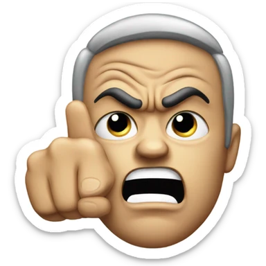 angry face with finger pointing straight sticker