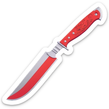 realistic 3D knife with silver blade, elegant handle, bright red blood details, beautiful and impactful appearance sticker