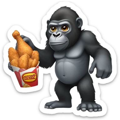 gorilla holding fried chicken  sticker