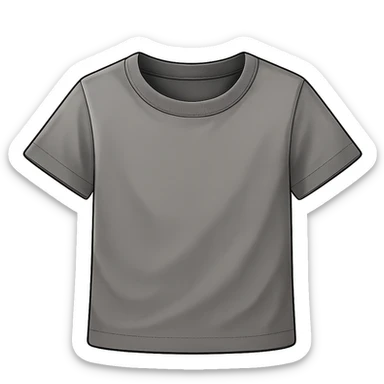 Make the grey t-shirt icon more detailed with realistic fabric folds, subtle stitching, and a visible collar. Keep the style modern and clean, no text, and no background. Maintain a transparent background to preserve the icon's clarity and simplicity. sticker