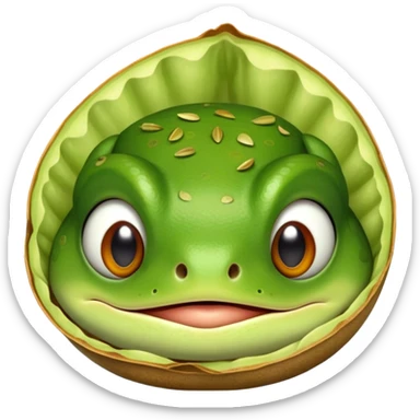 Frog face in a pistachio shell sticker
