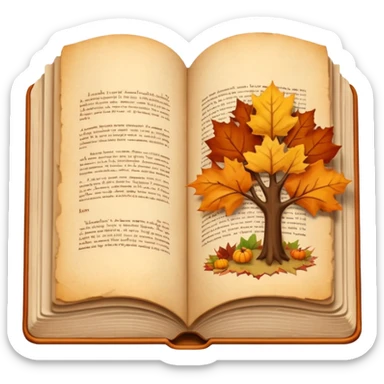 open book, beige and brown colours, autumn vibe sticker