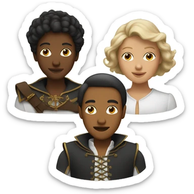 Three musketeers 2 black women 1 white male sticker