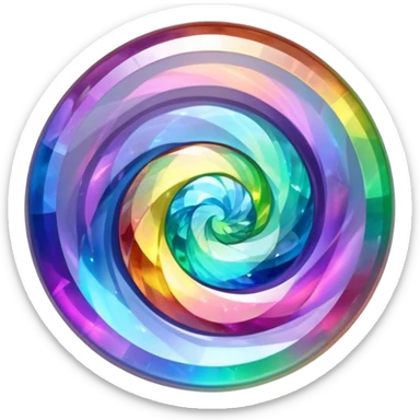 round cut gemstone with swirling holographic rainbow colors inside sticker