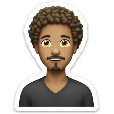 light skin boy with goatee and curly hair  sticker