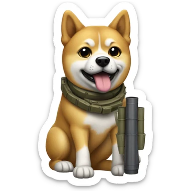 Doge holding a 120mm artillery round sticker