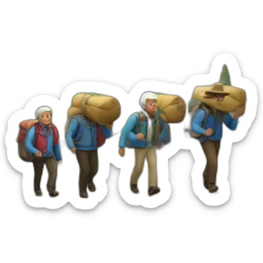 Senderistas hombres caminando por la montaña sticker