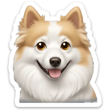 white spitz with beige muzzle around eyes and brown eyes sticker