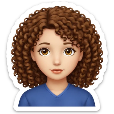 Chica con cabello chino mediano piel blanca ojos cafés  sticker