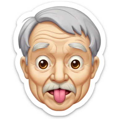 Old man with tongue sticking out  sticker