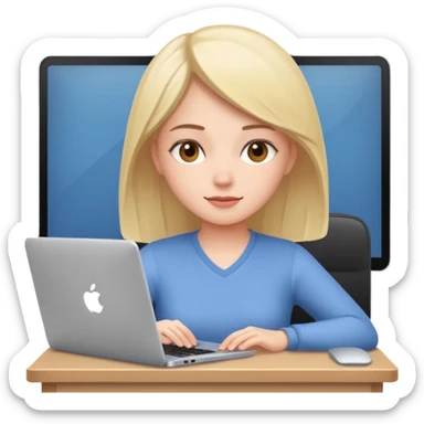 Young woman in front of laptop working from home sticker