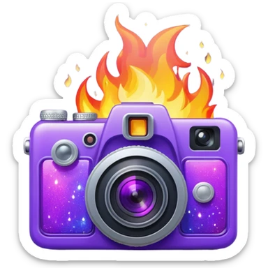 Glitter Fire Camera Purple sticker