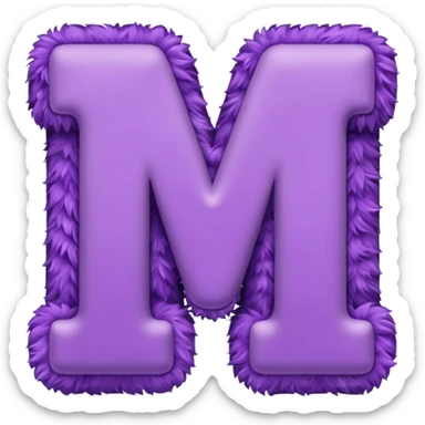 The fluffy letter M is purple in color sticker