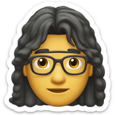 Joven programador, cabello mullet, lentes negros, cabello castaño sticker