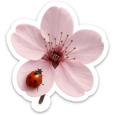 pink cherry blossom with a ladybug sticker
