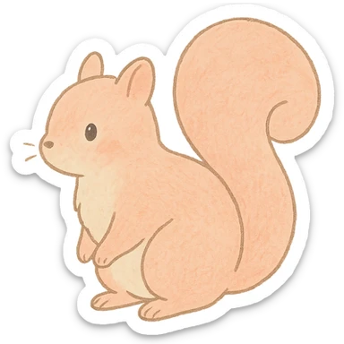 cute pastel squirrel silhouette, Japanese hand-drawn style, full object, transparent background sticker