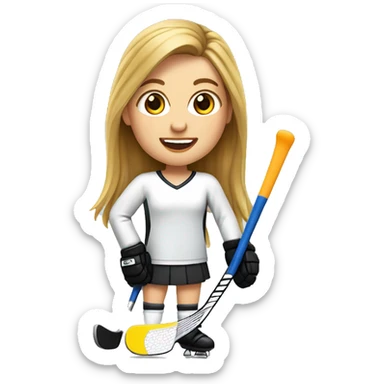 Mädchen das Feldhockey spielt, mit Brauen Haaren und heller haut  sticker