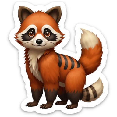 Realistic cool edgy 4-legged quadrupedal Bear-Red-Panda-Tanuki-Raccoon-Dog-Red-Fox-animal-fusion-hybrid, Full body sticker