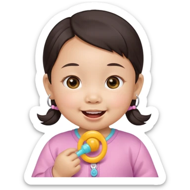 a asian baby girl with pacifier sticker