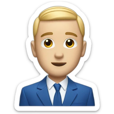 mac miller waving his hand with a blonde comb over skin fade wearing a blue suit sticker