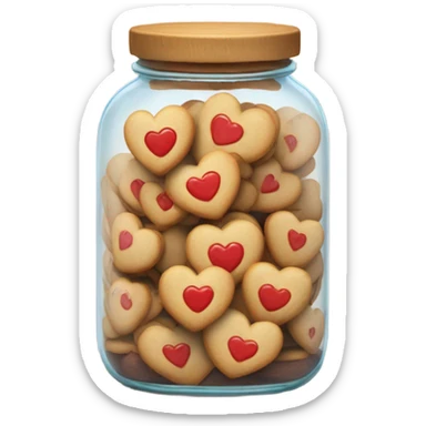 realistic jar with heart shaped cookies sticker
