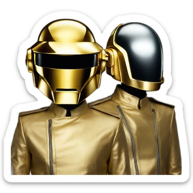 daft punk duo, golden and silver helmets  sticker