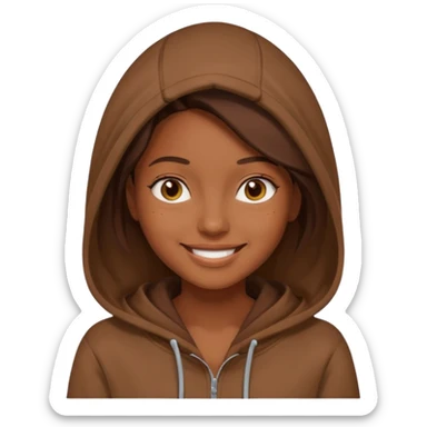 woman with brown hoodie sticker