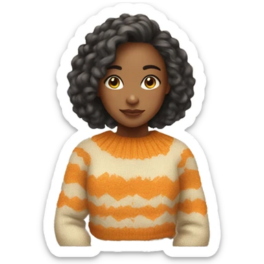 cozy light skin girl in fall sweater sticker