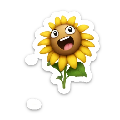 Running sunflower with little ears sticker