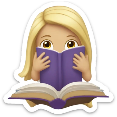 Girl with blonde hair reading book sticker