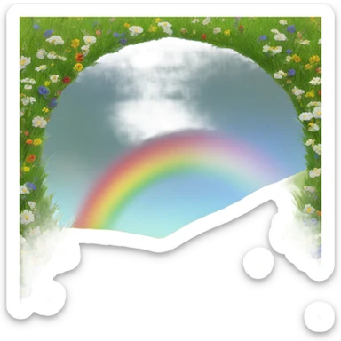 Rainbow over a meadow  sticker