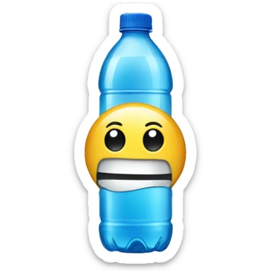 A water bottle making a silly face  sticker