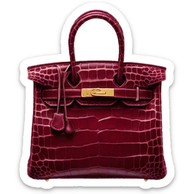 Hermes Birking bag crocodile burgundy  sticker