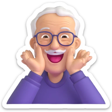 elderly man laughing out loud sticker
