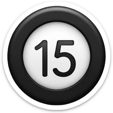 The number 15 in a black circle sticker