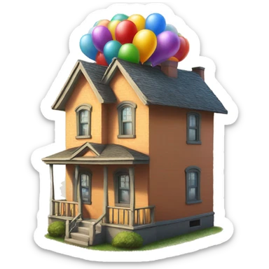 house from up movie carried by baloons sticker