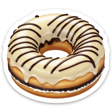 A vanilla frosted donut with WHITE FROSTING and chocolate swirls sticker