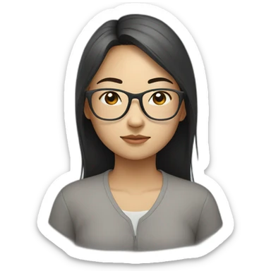 asian girl with glasses meditating sticker