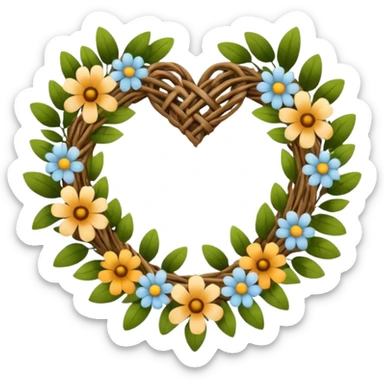 nature wreath heart, boho beautiful  sticker