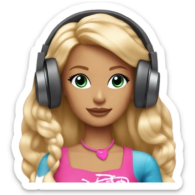 blonde barbie listening to music sticker