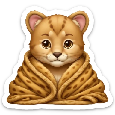 Cozy cougar cub in blanket sticker