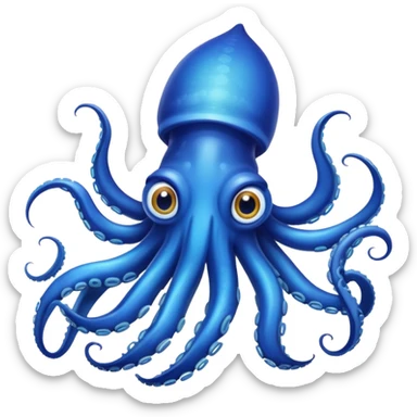 Vibrant blue squid with big eyes and tentacles sticker