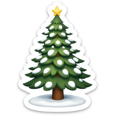 Christmas tree with white lights in nature and snow on top sticker