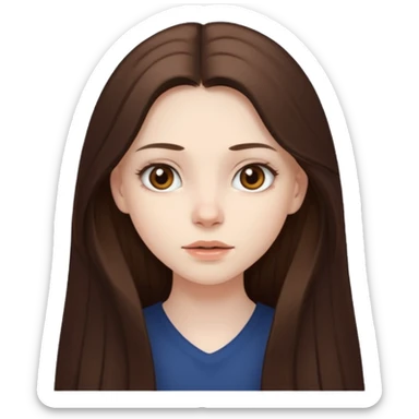 pale skin girl with long brunette hair and brown eyes, neutral expression sticker