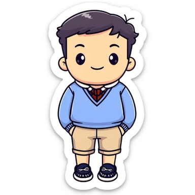 preppy outfit with boat shoes and sweater tied around shoulders sticker