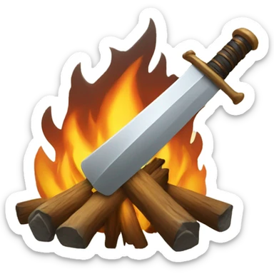 bonfire with a sword in the middle sticker