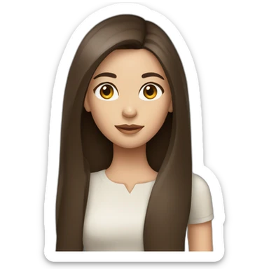 Brunette girl with straight long hair with braun eyes sticker