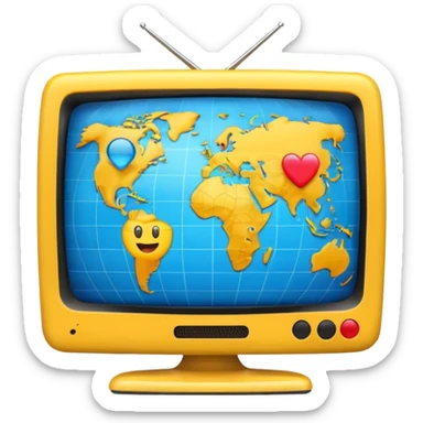 Tv with an globe with emojis sticker
