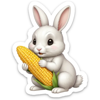 rabbit eating corn sticker