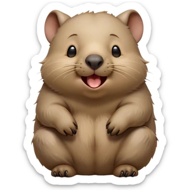 Cinematic Cute Yawning Wombat Portrait Emoji, Head tilted slightly with a dramatic, wide-open yawn, showcasing a soft, downy shaggy brown fur with drooping ears, round eyes barely open in drowsy contentment, Simplified yet irresistibly adorable features, highly detailed, glowing with a soft, cozy glow, high shine, relaxed yet expressive, stylized with a touch of rustic charm, bright and endearing, soft glowing outline, capturing the essence of a sleepy yet affectionate wombat, so drowsy it feels like it could stretch out of the screen and curl up for a nap! sticker